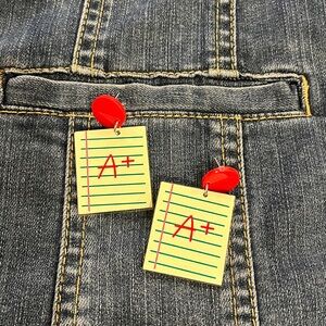 A+ Notebook Paper Earrings